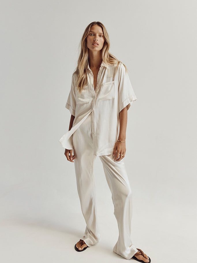 Nwt Dissh Simone Satin Bias Pant In Pearl - Size Us 6